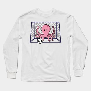 Octopus as Goalkeeper with Soccer ball Long Sleeve T-Shirt